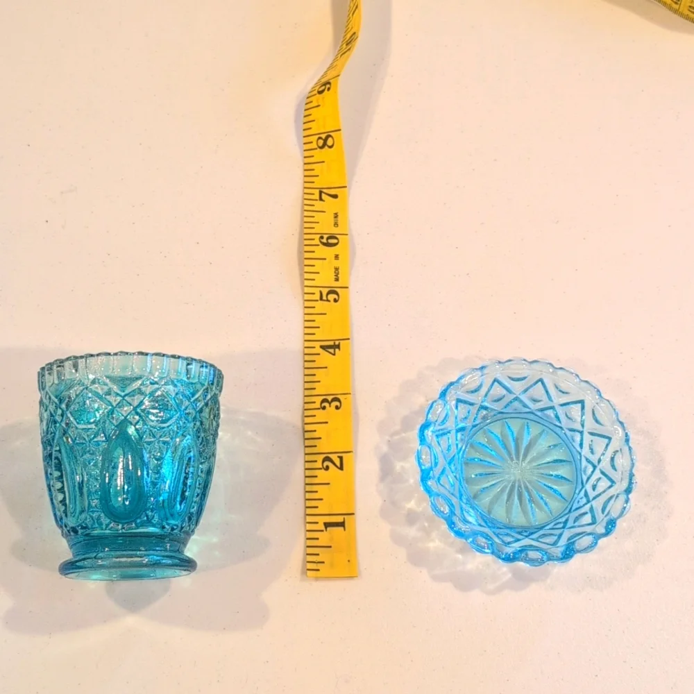 2 Pieces Vintage Blue Mid Century Glass.